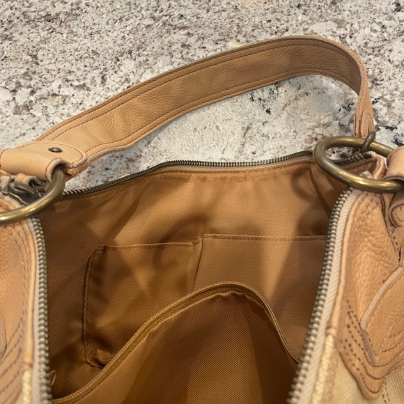 Fossil Leather and Canvas Fossil Bag w/ Fringe Pulls - Picture 6 of 10